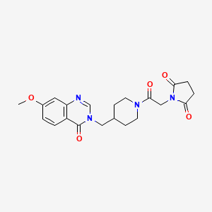 molecular formula C21H24N4O5 B6440710 1-(2-{4-[(7-methoxy-4-oxo-3,4-dihydroquinazolin-3-yl)methyl]piperidin-1-yl}-2-oxoethyl)pyrrolidine-2,5-dione CAS No. 2549049-40-1