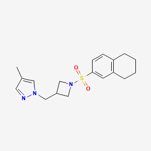 molecular formula C18H23N3O2S B6440735 4-methyl-1-{[1-(5,6,7,8-tetrahydronaphthalene-2-sulfonyl)azetidin-3-yl]methyl}-1H-pyrazole CAS No. 2549028-16-0