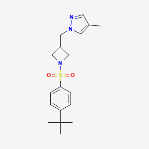 molecular formula C18H25N3O2S B6440741 1-{[1-(4-tert-butylbenzenesulfonyl)azetidin-3-yl]methyl}-4-methyl-1H-pyrazole CAS No. 2549012-73-7
