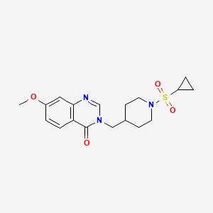 molecular formula C18H23N3O4S B6440759 3-{[1-(cyclopropanesulfonyl)piperidin-4-yl]methyl}-7-methoxy-3,4-dihydroquinazolin-4-one CAS No. 2549009-98-3
