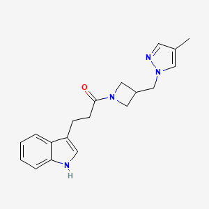 molecular formula C19H22N4O B6440804 3-(1H-indol-3-yl)-1-{3-[(4-methyl-1H-pyrazol-1-yl)methyl]azetidin-1-yl}propan-1-one CAS No. 2548977-96-2