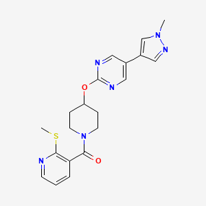 molecular formula C20H22N6O2S B6440832 5-(1-methyl-1H-pyrazol-4-yl)-2-({1-[2-(methylsulfanyl)pyridine-3-carbonyl]piperidin-4-yl}oxy)pyrimidine CAS No. 2549065-40-7