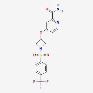 molecular formula C16H14F3N3O4S B6440842 4-({1-[4-(trifluoromethyl)benzenesulfonyl]azetidin-3-yl}oxy)pyridine-2-carboxamide CAS No. 2549017-15-2