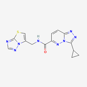 molecular formula C14H12N8OS B6440843 3-cyclopropyl-N-({[1,2,4]triazolo[3,2-b][1,3]thiazol-6-yl}methyl)-[1,2,4]triazolo[4,3-b]pyridazine-6-carboxamide CAS No. 2549053-69-0