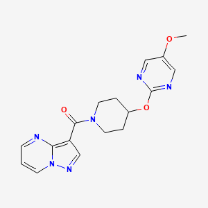 molecular formula C17H18N6O3 B6440924 5-methoxy-2-[(1-{pyrazolo[1,5-a]pyrimidine-3-carbonyl}piperidin-4-yl)oxy]pyrimidine CAS No. 2549011-91-6