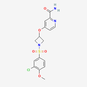 molecular formula C16H16ClN3O5S B6440964 4-{[1-(3-chloro-4-methoxybenzenesulfonyl)azetidin-3-yl]oxy}pyridine-2-carboxamide CAS No. 2549054-97-7