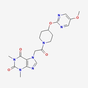molecular formula C19H23N7O5 B6440986 7-(2-{4-[(5-methoxypyrimidin-2-yl)oxy]piperidin-1-yl}-2-oxoethyl)-1,3-dimethyl-2,3,6,7-tetrahydro-1H-purine-2,6-dione CAS No. 2549034-66-2