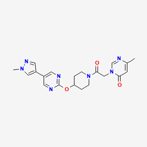 molecular formula C20H23N7O3 B6440987 6-methyl-3-[2-(4-{[5-(1-methyl-1H-pyrazol-4-yl)pyrimidin-2-yl]oxy}piperidin-1-yl)-2-oxoethyl]-3,4-dihydropyrimidin-4-one CAS No. 2549033-98-7