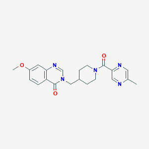 molecular formula C21H23N5O3 B6441021 7-methoxy-3-{[1-(5-methylpyrazine-2-carbonyl)piperidin-4-yl]methyl}-3,4-dihydroquinazolin-4-one CAS No. 2549055-29-8