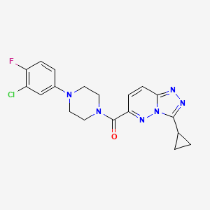 molecular formula C19H18ClFN6O B6441029 1-(3-chloro-4-fluorophenyl)-4-{3-cyclopropyl-[1,2,4]triazolo[4,3-b]pyridazine-6-carbonyl}piperazine CAS No. 2549034-73-1