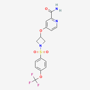 molecular formula C16H14F3N3O5S B6441044 4-({1-[4-(trifluoromethoxy)benzenesulfonyl]azetidin-3-yl}oxy)pyridine-2-carboxamide CAS No. 2549037-79-6