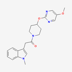 molecular formula C21H24N4O3 B6441053 1-{4-[(5-methoxypyrimidin-2-yl)oxy]piperidin-1-yl}-2-(1-methyl-1H-indol-3-yl)ethan-1-one CAS No. 2549055-38-9