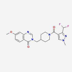 molecular formula C21H23F2N5O3 B6441061 3-({1-[3-(difluoromethyl)-1-methyl-1H-pyrazole-4-carbonyl]piperidin-4-yl}methyl)-7-methoxy-3,4-dihydroquinazolin-4-one CAS No. 2549055-97-0
