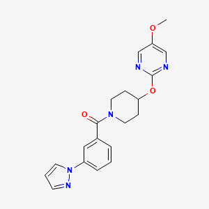 molecular formula C20H21N5O3 B6441062 5-methoxy-2-({1-[3-(1H-pyrazol-1-yl)benzoyl]piperidin-4-yl}oxy)pyrimidine CAS No. 2549030-02-4