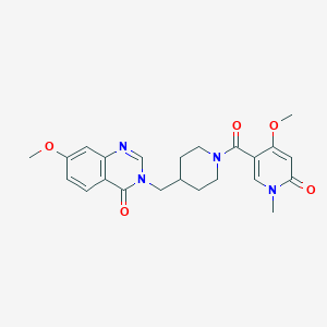 molecular formula C23H26N4O5 B6441085 7-methoxy-3-{[1-(4-methoxy-1-methyl-6-oxo-1,6-dihydropyridine-3-carbonyl)piperidin-4-yl]methyl}-3,4-dihydroquinazolin-4-one CAS No. 2549062-47-5