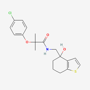 molecular formula C19H22ClNO3S B6441113 2-(4-chlorophenoxy)-N-[(4-hydroxy-4,5,6,7-tetrahydro-1-benzothiophen-4-yl)methyl]-2-methylpropanamide CAS No. 2548988-61-8