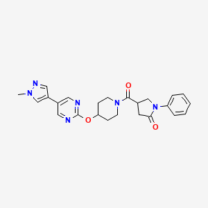 molecular formula C24H26N6O3 B6441121 4-(4-{[5-(1-methyl-1H-pyrazol-4-yl)pyrimidin-2-yl]oxy}piperidine-1-carbonyl)-1-phenylpyrrolidin-2-one CAS No. 2549051-14-9