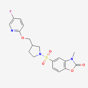 molecular formula C18H18FN3O5S B6441131 5-[(3-{[(5-fluoropyridin-2-yl)oxy]methyl}pyrrolidin-1-yl)sulfonyl]-3-methyl-2,3-dihydro-1,3-benzoxazol-2-one CAS No. 2548987-34-2