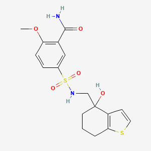 molecular formula C17H20N2O5S2 B6441150 5-{[(4-hydroxy-4,5,6,7-tetrahydro-1-benzothiophen-4-yl)methyl]sulfamoyl}-2-methoxybenzamide CAS No. 2548998-46-3