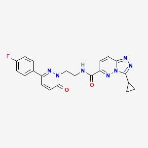 molecular formula C21H18FN7O2 B6441153 3-cyclopropyl-N-{2-[3-(4-fluorophenyl)-6-oxo-1,6-dihydropyridazin-1-yl]ethyl}-[1,2,4]triazolo[4,3-b]pyridazine-6-carboxamide CAS No. 2548992-16-9