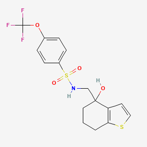 molecular formula C16H16F3NO4S2 B6441184 N-[(4-hydroxy-4,5,6,7-tetrahydro-1-benzothiophen-4-yl)methyl]-4-(trifluoromethoxy)benzene-1-sulfonamide CAS No. 2549006-91-7