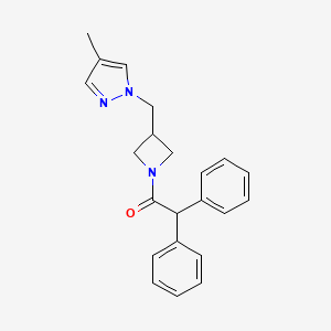 molecular formula C22H23N3O B6441215 1-{3-[(4-methyl-1H-pyrazol-1-yl)methyl]azetidin-1-yl}-2,2-diphenylethan-1-one CAS No. 2549011-87-0