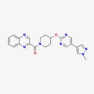 molecular formula C22H21N7O2 B6441231 2-(4-{[5-(1-methyl-1H-pyrazol-4-yl)pyrimidin-2-yl]oxy}piperidine-1-carbonyl)quinoxaline CAS No. 2549023-22-3