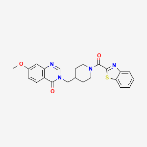 molecular formula C23H22N4O3S B6441240 3-{[1-(1,3-benzothiazole-2-carbonyl)piperidin-4-yl]methyl}-7-methoxy-3,4-dihydroquinazolin-4-one CAS No. 2549051-54-7