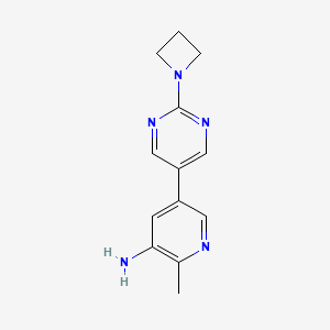 molecular formula C13H15N5 B6441257 5-[2-(azetidin-1-yl)pyrimidin-5-yl]-2-methylpyridin-3-amine CAS No. 2640892-92-6