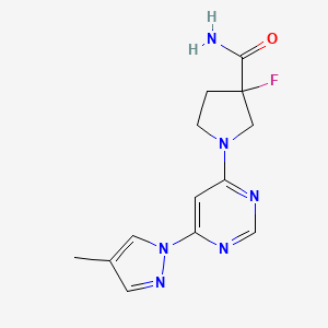 molecular formula C13H15FN6O B6441309 3-fluoro-1-[6-(4-methyl-1H-pyrazol-1-yl)pyrimidin-4-yl]pyrrolidine-3-carboxamide CAS No. 2549051-22-9