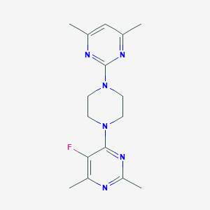 B6441311 4-[4-(4,6-dimethylpyrimidin-2-yl)piperazin-1-yl]-5-fluoro-2,6-dimethylpyrimidine CAS No. 2428286-79-5