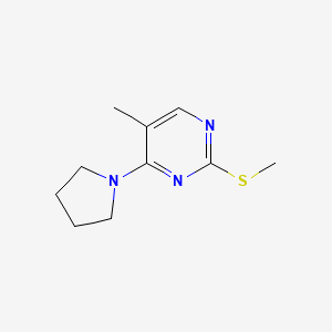 molecular formula C10H15N3S B6441318 5-methyl-2-(methylsulfanyl)-4-(pyrrolidin-1-yl)pyrimidine CAS No. 2640892-48-2