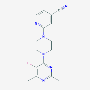 molecular formula C16H17FN6 B6441330 2-[4-(5-fluoro-2,6-dimethylpyrimidin-4-yl)piperazin-1-yl]pyridine-4-carbonitrile CAS No. 2640946-61-6
