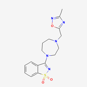 molecular formula C16H19N5O3S B6441346 3-{4-[(3-methyl-1,2,4-oxadiazol-5-yl)methyl]-1,4-diazepan-1-yl}-1??,2-benzothiazole-1,1-dione CAS No. 2549036-80-6