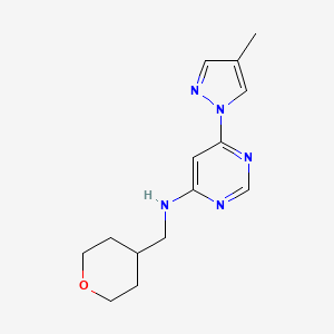 6-(4-methyl-1H-pyrazol-1-yl)-N-[(oxan-4-yl)methyl]pyrimidin-4-amine