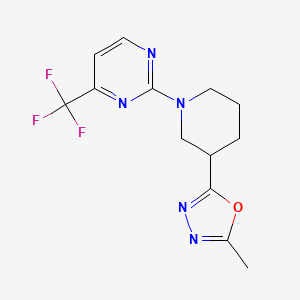 molecular formula C13H14F3N5O B6441375 2-[3-(5-methyl-1,3,4-oxadiazol-2-yl)piperidin-1-yl]-4-(trifluoromethyl)pyrimidine CAS No. 2549022-26-4