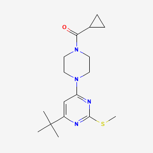 molecular formula C17H26N4OS B6441380 4-tert-butyl-6-(4-cyclopropanecarbonylpiperazin-1-yl)-2-(methylsulfanyl)pyrimidine CAS No. 2549022-43-5