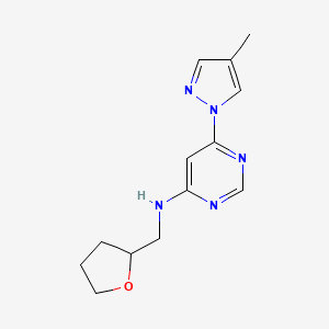 molecular formula C13H17N5O B6441408 6-(4-methyl-1H-pyrazol-1-yl)-N-[(oxolan-2-yl)methyl]pyrimidin-4-amine CAS No. 2549043-91-4