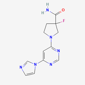 molecular formula C12H13FN6O B6441424 3-fluoro-1-[6-(1H-imidazol-1-yl)pyrimidin-4-yl]pyrrolidine-3-carboxamide CAS No. 2640968-56-3