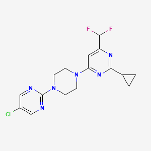 molecular formula C16H17ClF2N6 B6441475 4-[4-(5-chloropyrimidin-2-yl)piperazin-1-yl]-2-cyclopropyl-6-(difluoromethyl)pyrimidine CAS No. 2640948-19-0