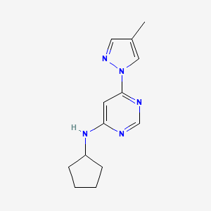 molecular formula C13H17N5 B6441498 N-cyclopentyl-6-(4-methyl-1H-pyrazol-1-yl)pyrimidin-4-amine CAS No. 2549033-48-7