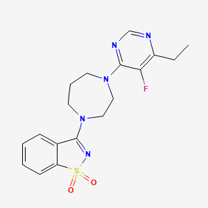 molecular formula C18H20FN5O2S B6441533 3-[4-(6-ethyl-5-fluoropyrimidin-4-yl)-1,4-diazepan-1-yl]-1??,2-benzothiazole-1,1-dione CAS No. 2549035-63-2