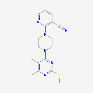 molecular formula C17H20N6S B6441543 2-{4-[5,6-dimethyl-2-(methylsulfanyl)pyrimidin-4-yl]piperazin-1-yl}pyridine-3-carbonitrile CAS No. 2549040-33-5