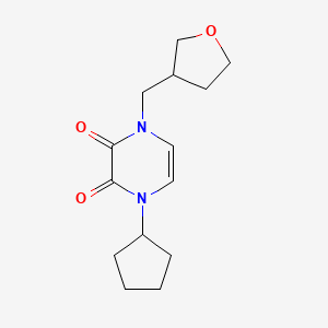 molecular formula C14H20N2O3 B6441571 1-cyclopentyl-4-[(oxolan-3-yl)methyl]-1,2,3,4-tetrahydropyrazine-2,3-dione CAS No. 2640903-03-1