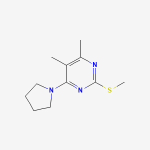 4,5-dimethyl-2-(methylsulfanyl)-6-(pyrrolidin-1-yl)pyrimidine