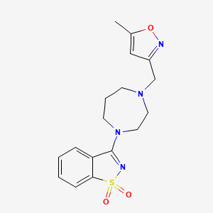 molecular formula C17H20N4O3S B6441603 3-{4-[(5-methyl-1,2-oxazol-3-yl)methyl]-1,4-diazepan-1-yl}-1??,2-benzothiazole-1,1-dione CAS No. 2549032-15-5