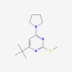 molecular formula C13H21N3S B6441610 4-tert-butyl-2-(methylsulfanyl)-6-(pyrrolidin-1-yl)pyrimidine CAS No. 2549038-52-8