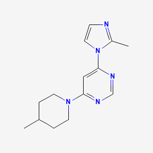 molecular formula C14H19N5 B6441612 4-(2-methyl-1H-imidazol-1-yl)-6-(4-methylpiperidin-1-yl)pyrimidine CAS No. 2549038-47-1