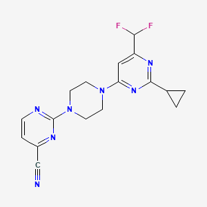 molecular formula C17H17F2N7 B6441684 2-{4-[2-cyclopropyl-6-(difluoromethyl)pyrimidin-4-yl]piperazin-1-yl}pyrimidine-4-carbonitrile CAS No. 2640935-23-3