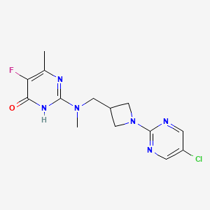 molecular formula C14H16ClFN6O B6441695 2-({[1-(5-chloropyrimidin-2-yl)azetidin-3-yl]methyl}(methyl)amino)-5-fluoro-6-methyl-3,4-dihydropyrimidin-4-one CAS No. 2640874-28-6